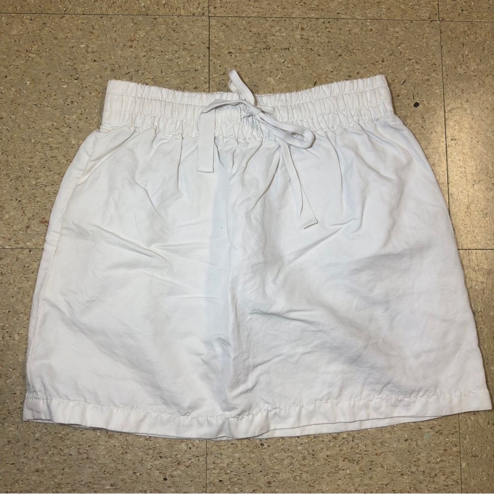 J. Crew Womens White Elastic Drawstring Skirt Casual Preppy Aesthetic Casual 2